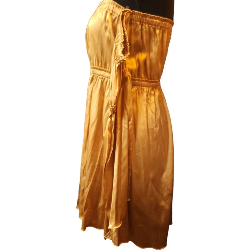 SHORE Shore Brand Off-the-Shoulder Mini Dress XL Gold Boho Romantic NWT $198 - Picture 11 of 14